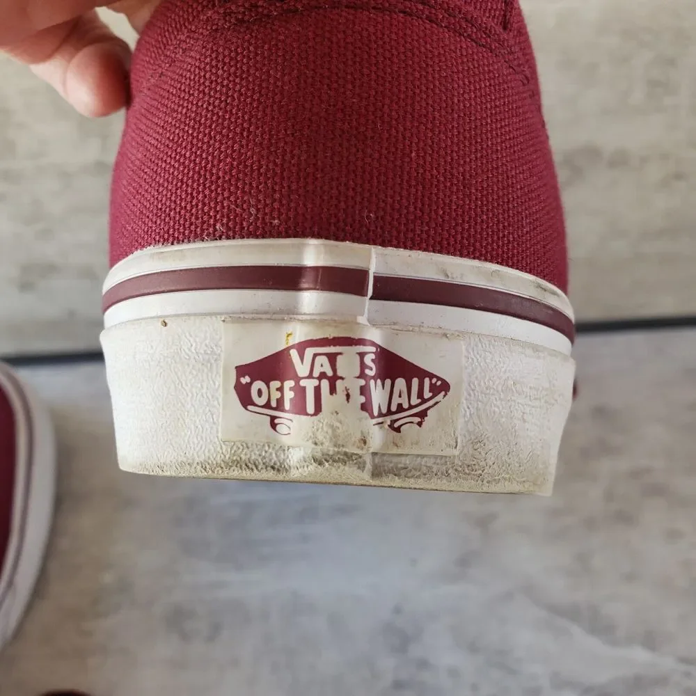 VANS Off The Wall Authentic Classic Low Canvas Shoes Maroon Red Mens‎ Size 7